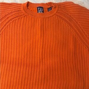 GAP Orange Crewneck Sweater with Ribbed Knit Design